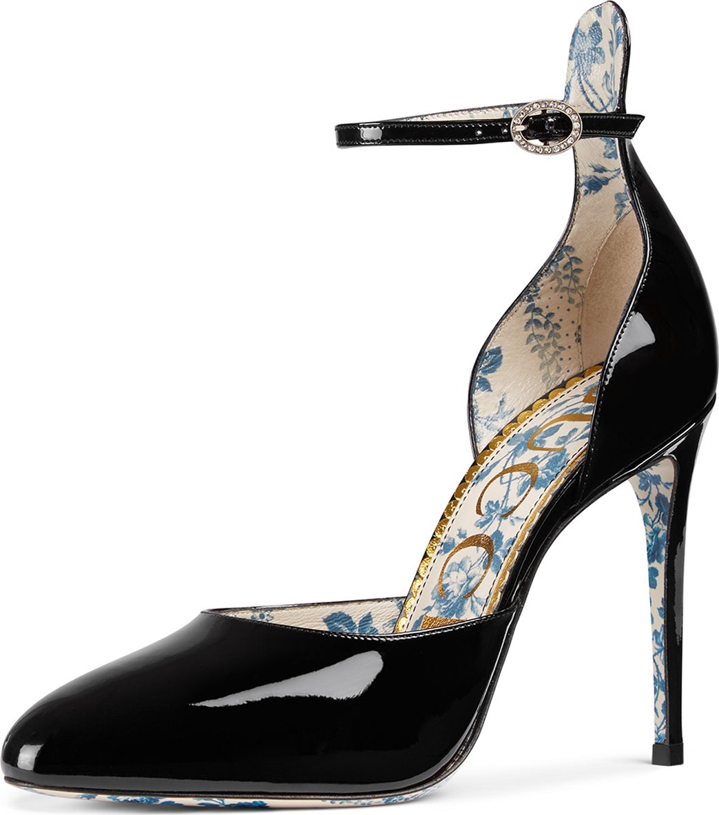 Gucci 105mm Daisy Anklsetrap D'Orsay Pump