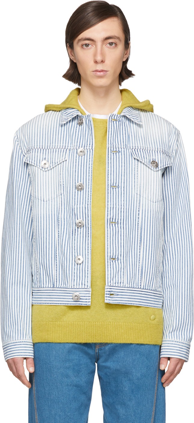 Lanvin White & Blue Striped Denim Jacket