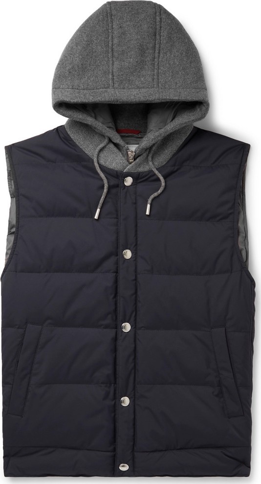 Brunello Cucinelli Cashmere and Quilted Shell Hooded Down Gilet Brunello Cucinelli Cashmere and Quilted Shell Hooded Down Gilet