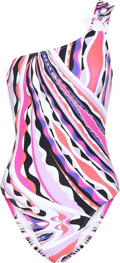 Emilio Pucci Printed one-shoulder swimsuit