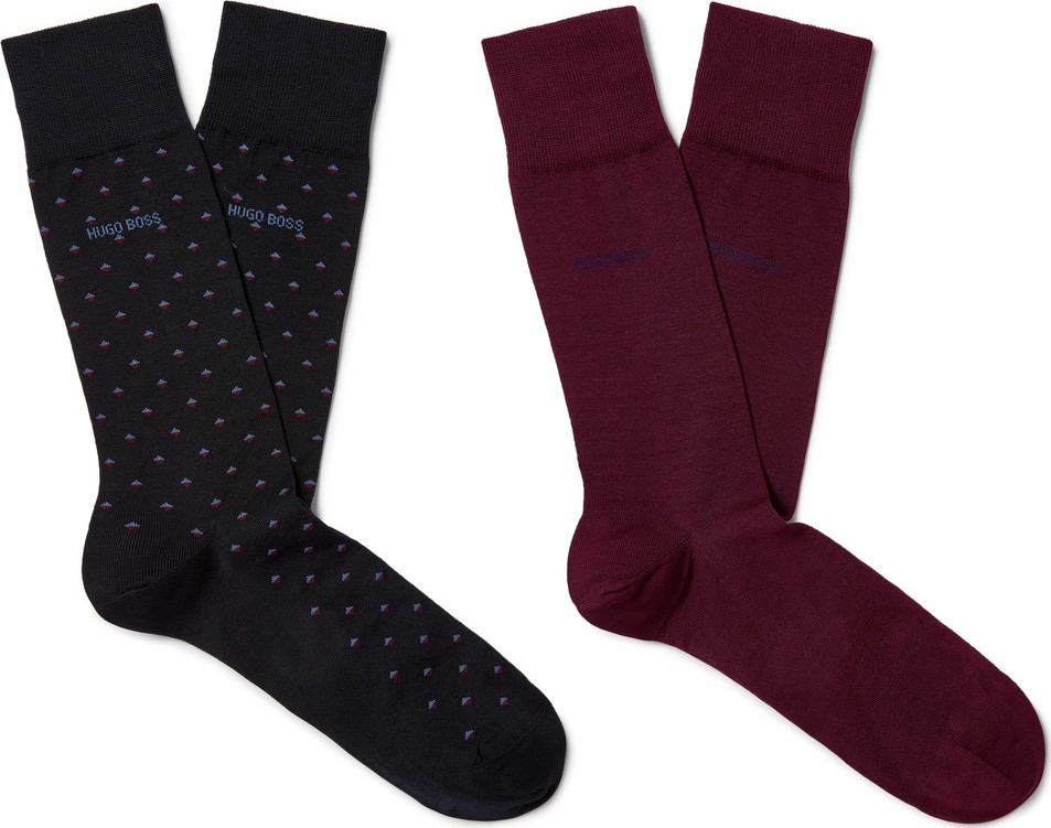 HUGO BOSS Two-Pack Mercerised Stretch Cotton-Blend Socks
