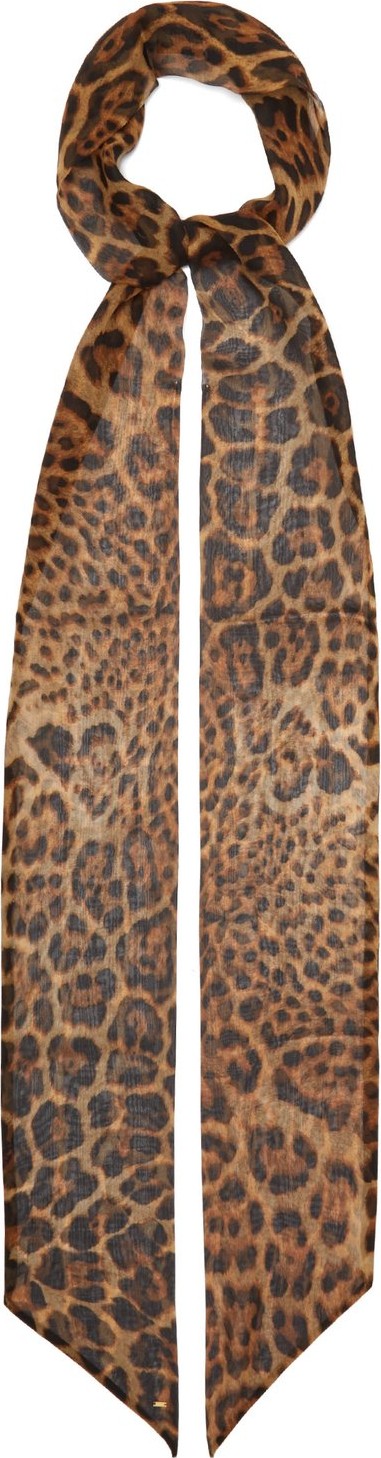 Saint Laurent Leopard-print silk scarf