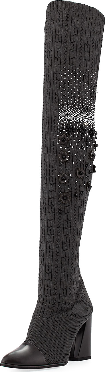 Stuart Weitzman Longlegs Over-The-Knee Embellished Sock Boot