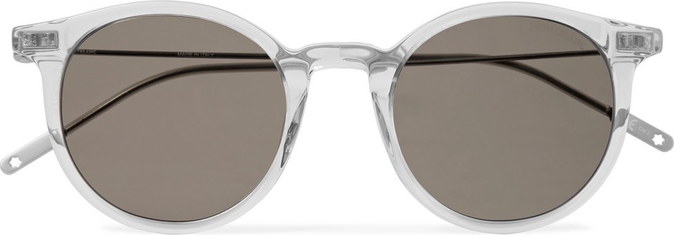 Montblanc Round-Frame Acetate and Silver-Tone Sunglasses