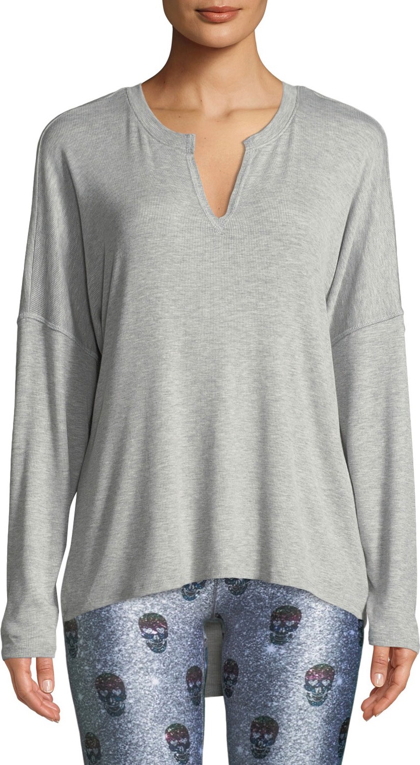 Terez Ribbed Open-Back Activewear Sweater