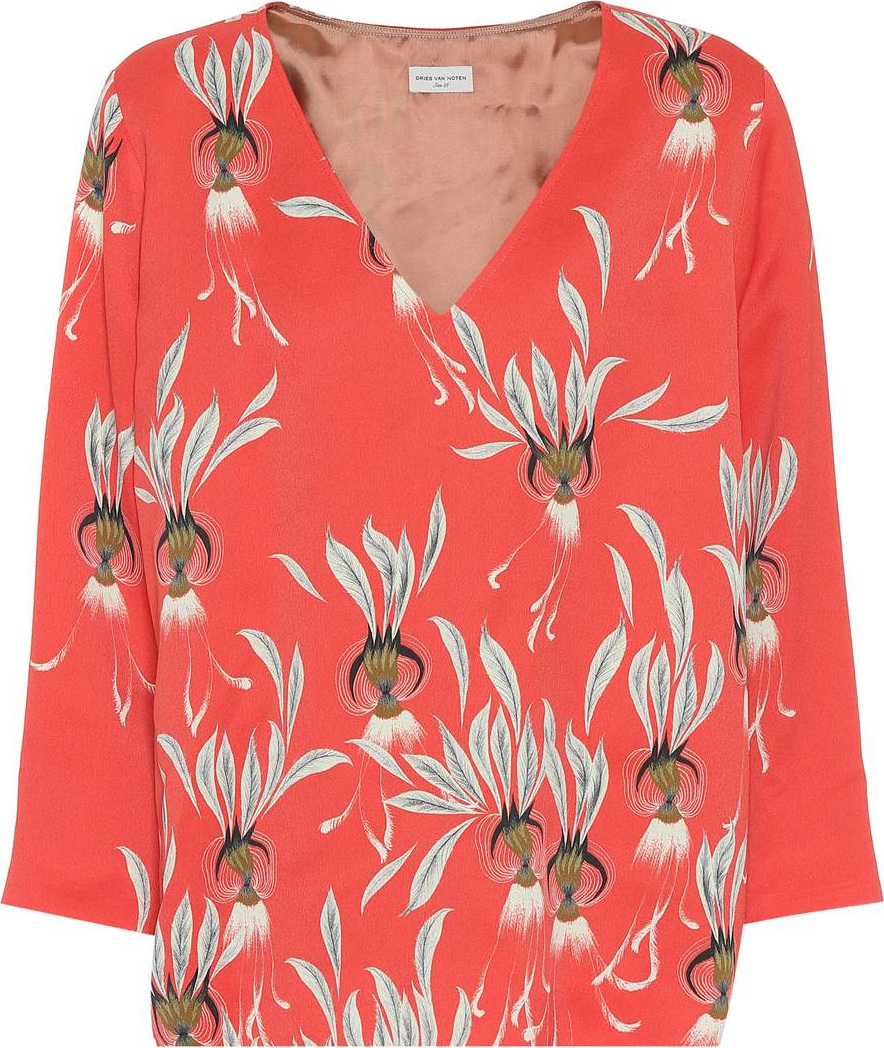 Dries Van Noten Floral-printed crêpe top
