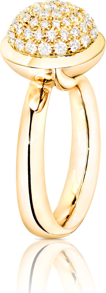 Tamara Comolli Bouton 18K Yellow Gold Pave Diamond Dome Ring, Size 7/54