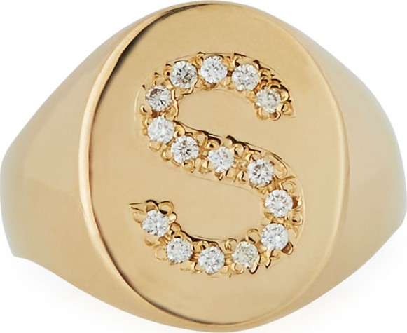 Sarah Chloe 14k Diamond Initial Signet Ring