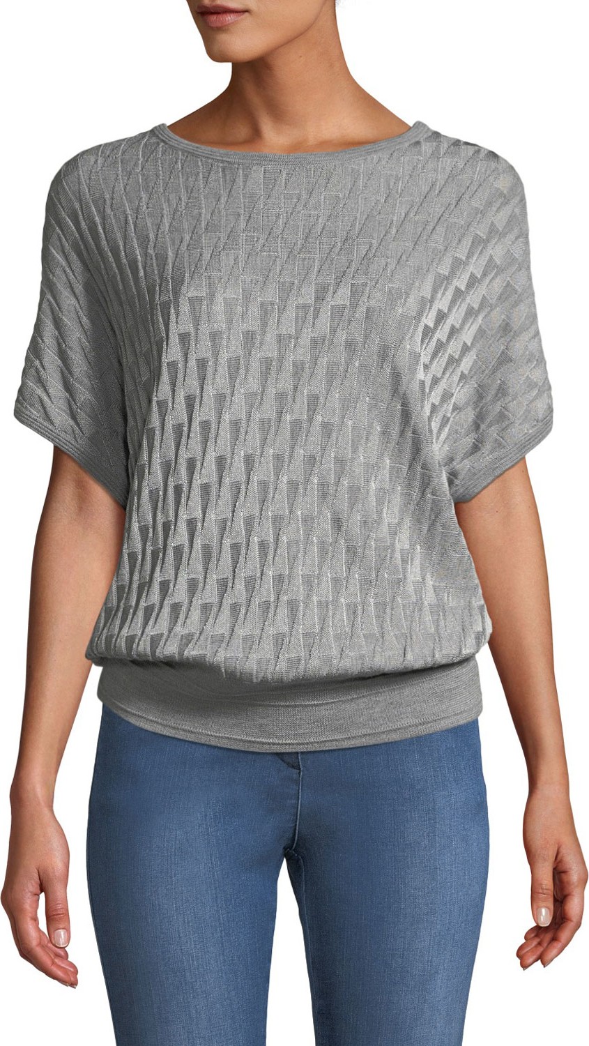 St. John Micro-Basket Knit Cocoon Pullover Sweater