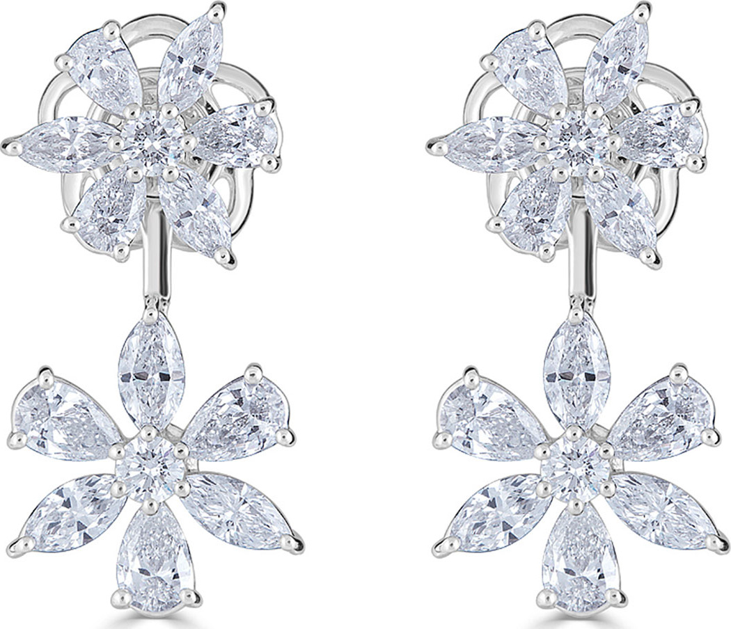 ZYDO 18k Luminal Diamond Double Flower Earrings