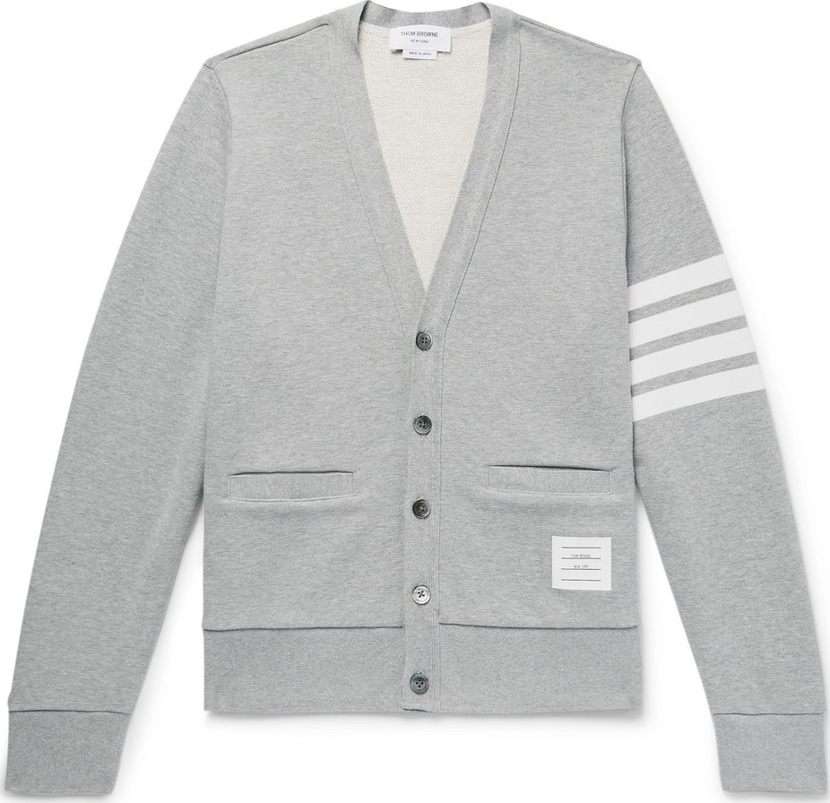Thom Browne Striped Loopback Cotton-Jersey Cardigan