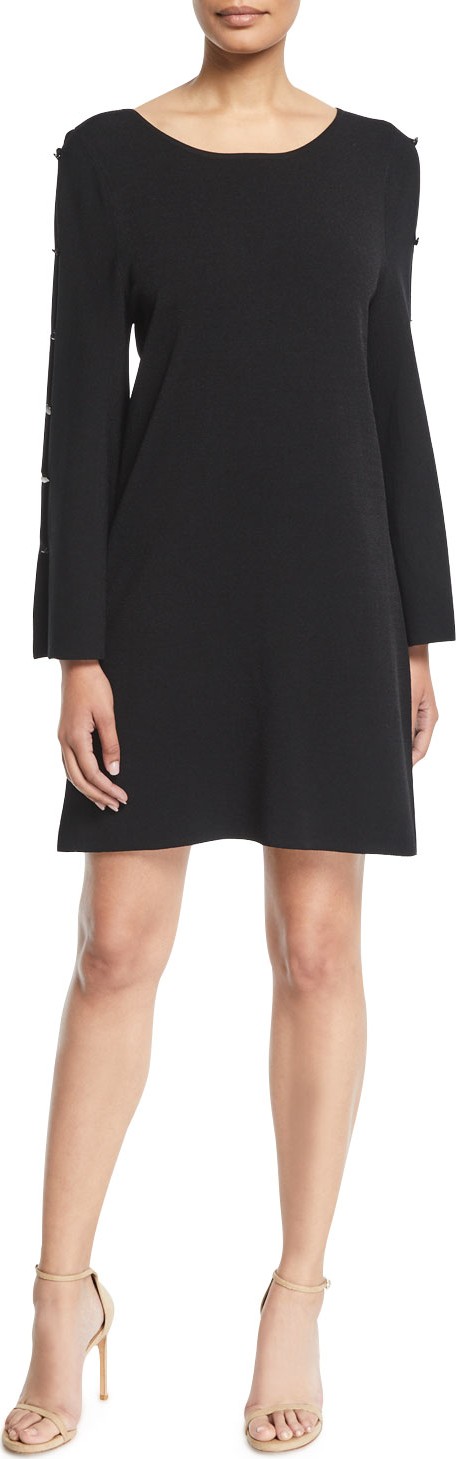 MILLY Button-Sleeve Shift Dress