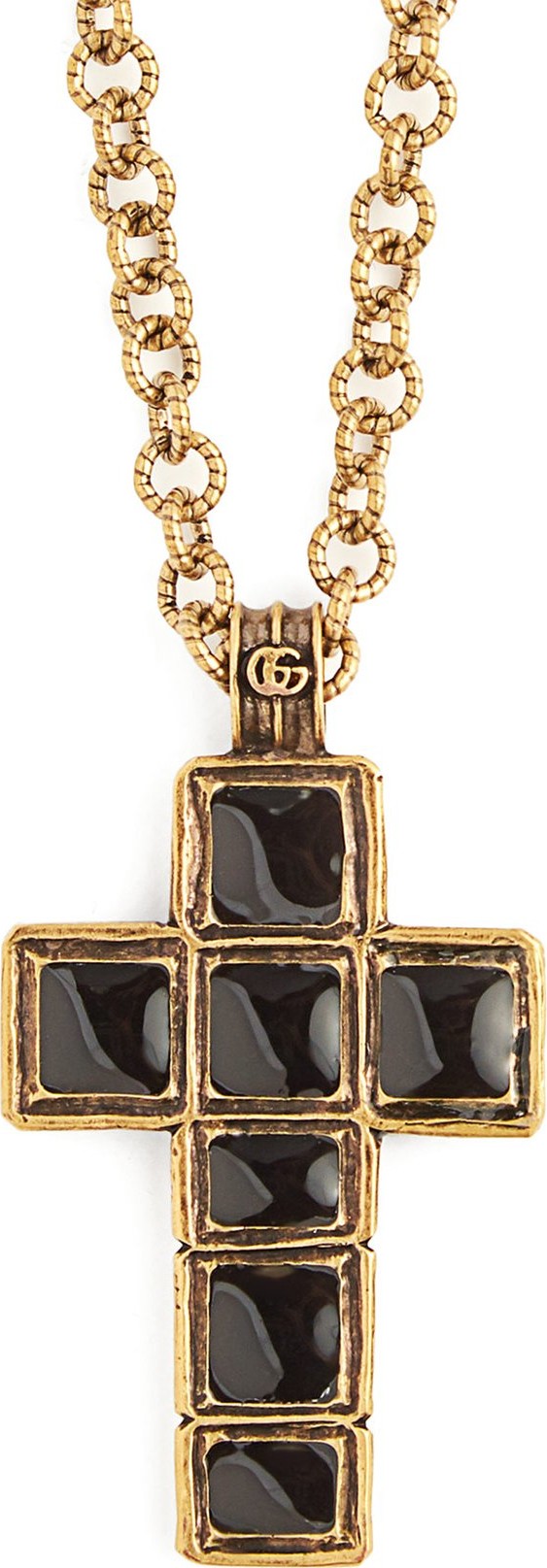Gucci Cross-pendant bead necklace