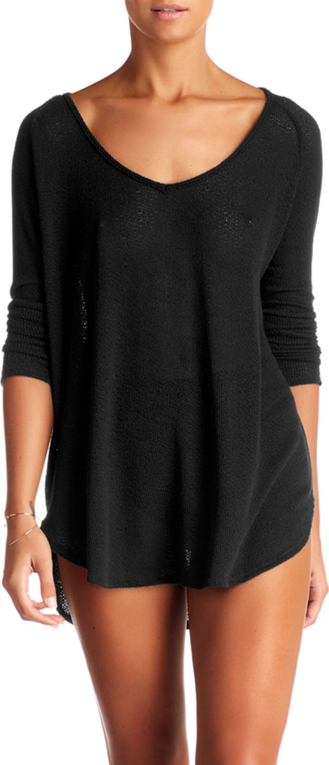 Vitamin A Drifter Beach Sweater Coverup  Black