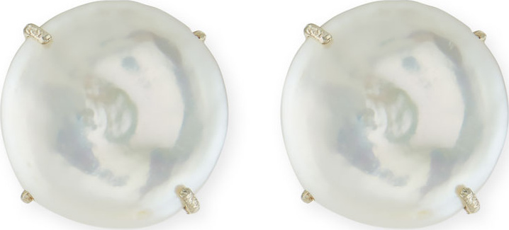 Margo Morrison Large Round Coin Pearl Clip-On Earrings