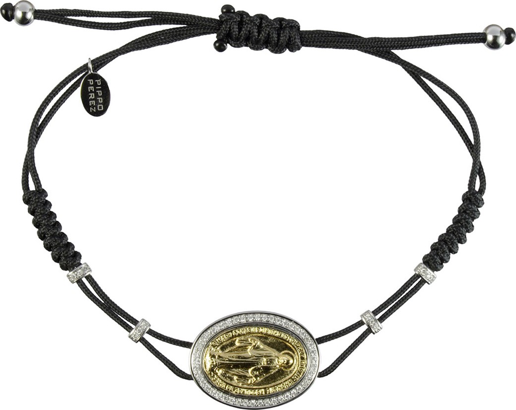 Pippo Perez 18k White Gold Diamond Holy Mary Bracelet