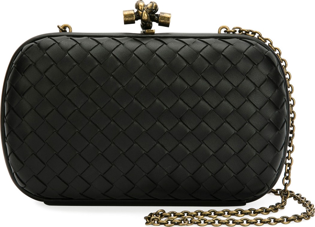 Bottega Veneta Leather Woven Knot Box Clutch Bag