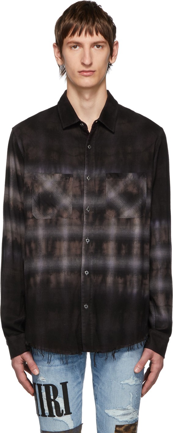 Amiri Purple Bleached Flannel Shirt