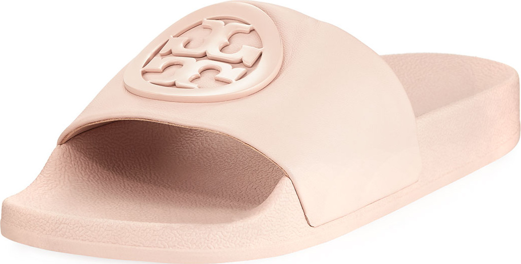 Tory Burch Lina Leather Flat Pool Slide Sandal