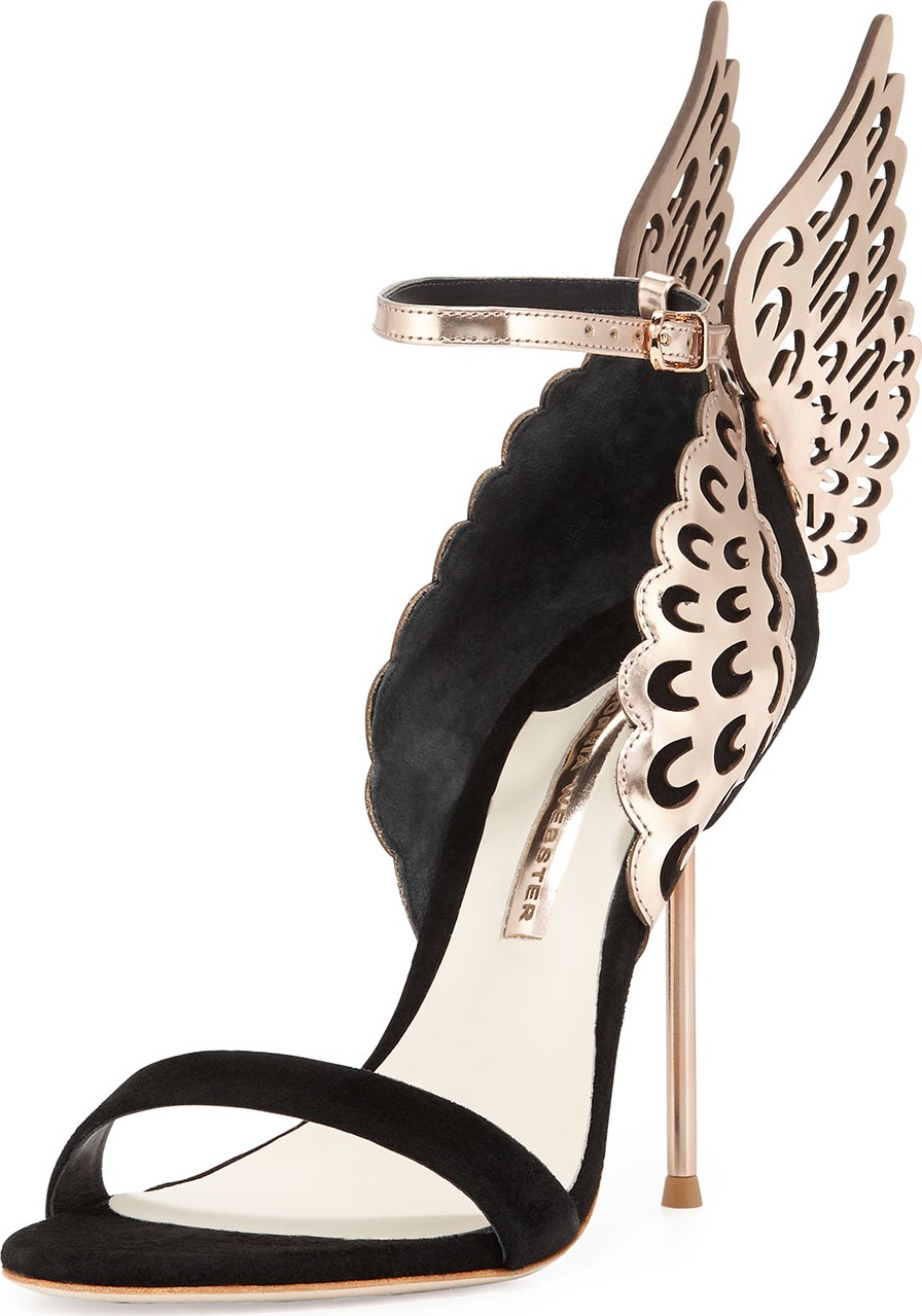 Sophia Webster Evangeline Angel Wing Sandals, Black/Rose Gold