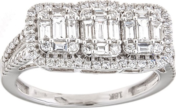 ZYDO Mosaic 18k White Gold Diamond Trio & Outline Ring
