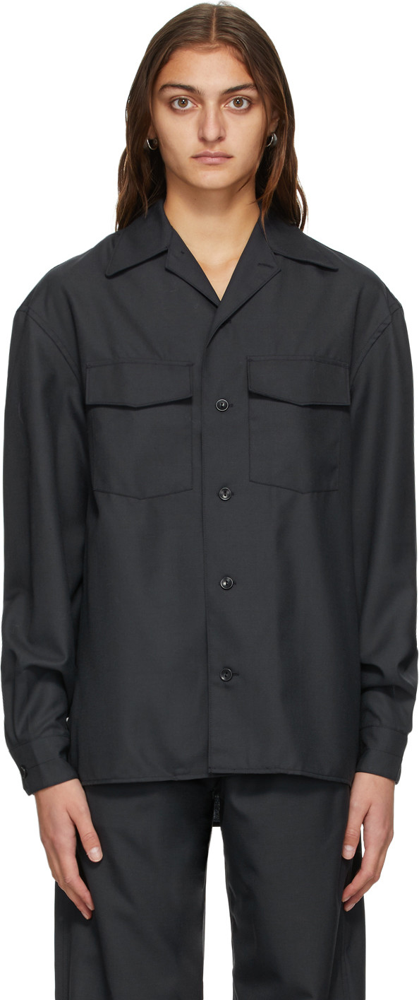 Lemaire - Grey Convertible Collar Shirt