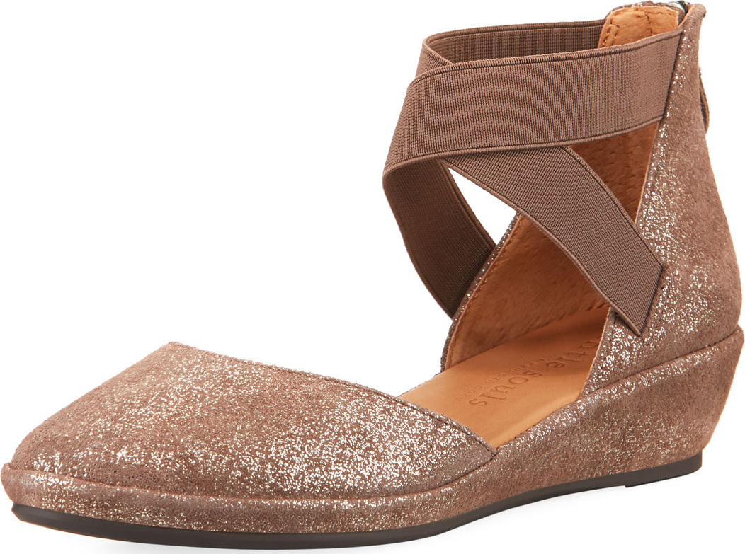 Gentle Souls Noa Elastic Cross-Band Closed-Toe Wedge Sandals Gentle Souls Noa Elastic Cross-Band Closed-Toe Wedge Sandals