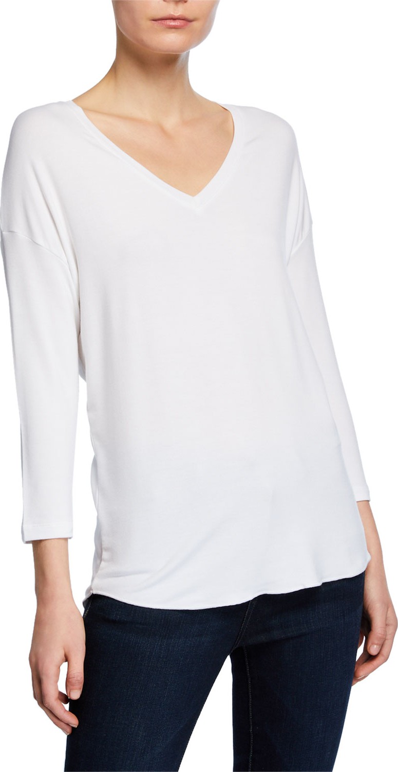 Majestic V-Neck 3/4-Sleeve High-Low Sweatshirt