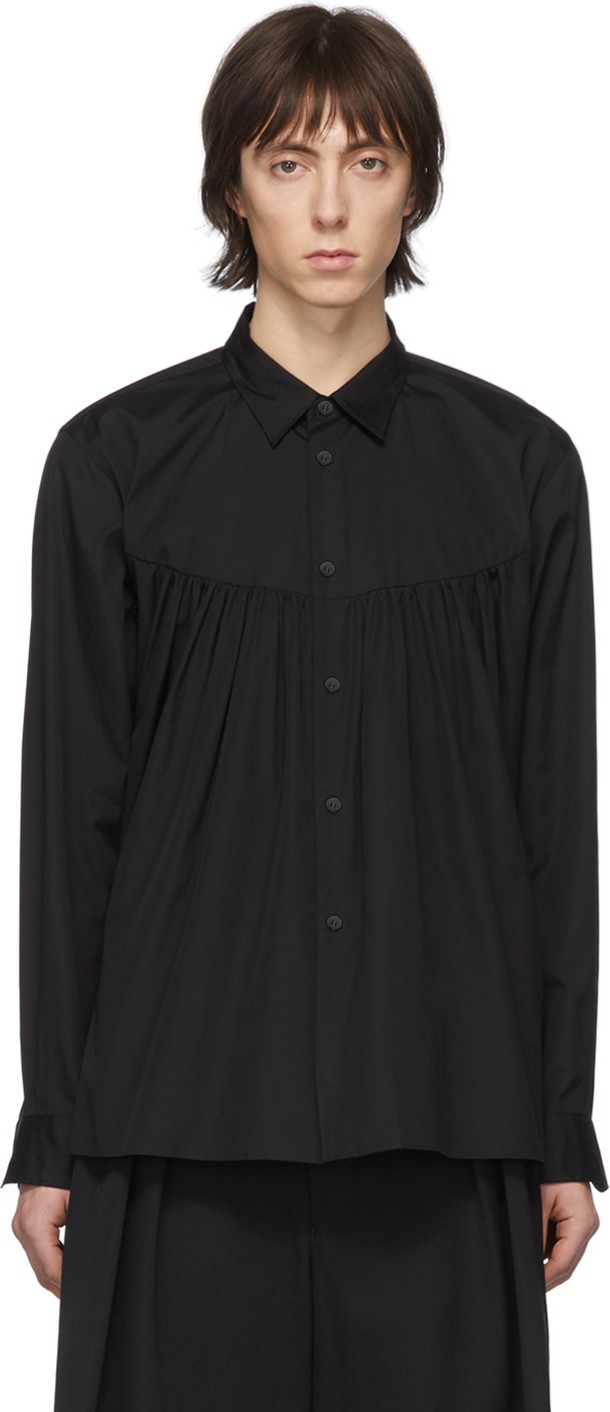Comme Des Garçons Homme Plus Black Broad Front Pleats Shirt