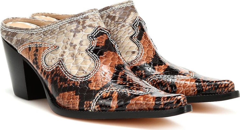 Maryam Nassir Zadeh Romeo snake-effect leather mules