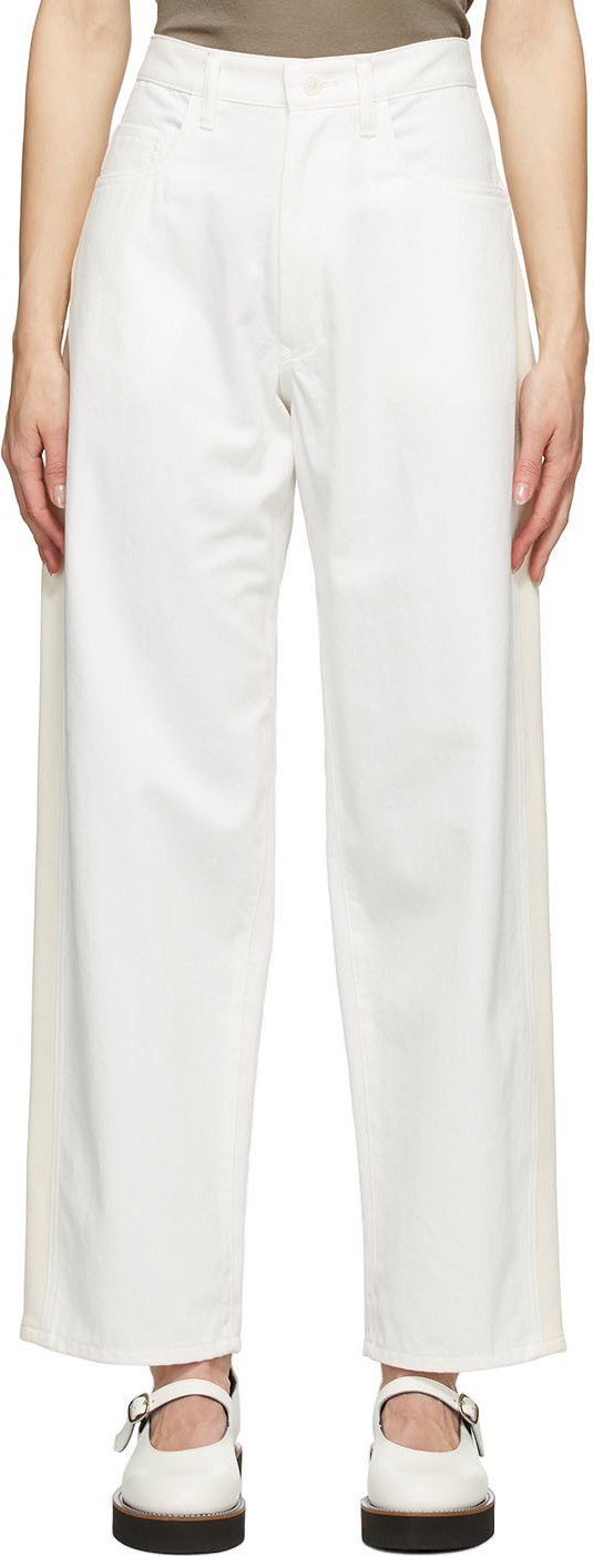 Y's By Yohji Yamamoto - White U-Side Stripe Jeans