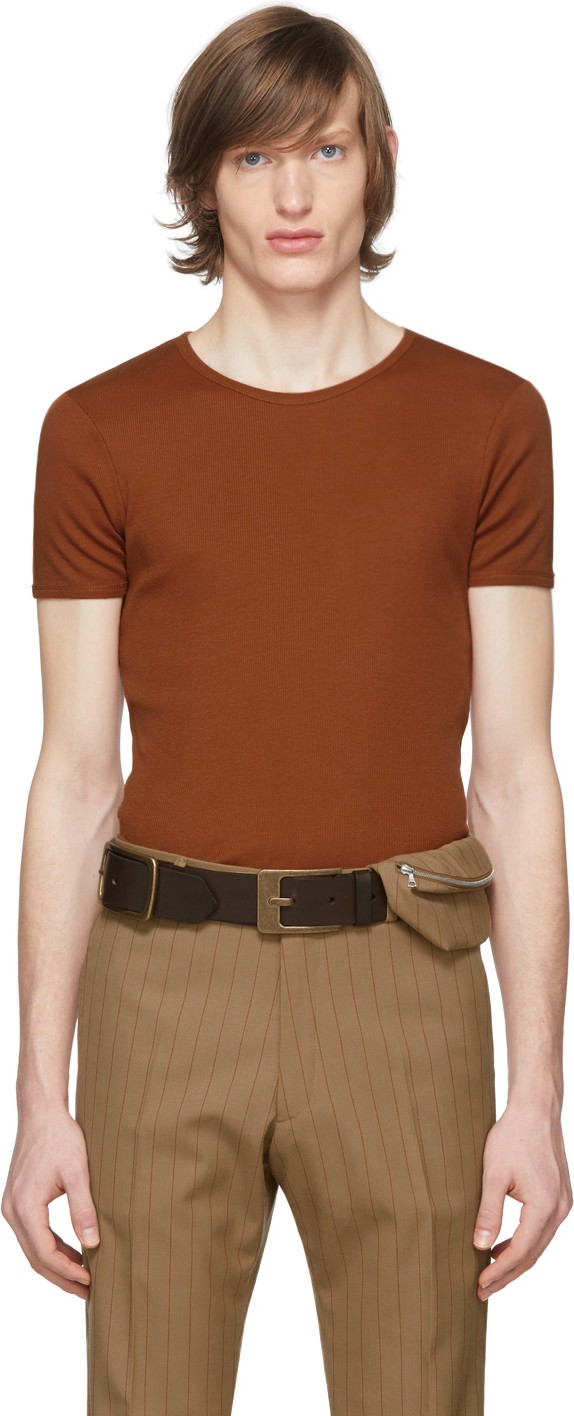 Dries Van Noten Brown Hodil Rib Knit T-Shirt