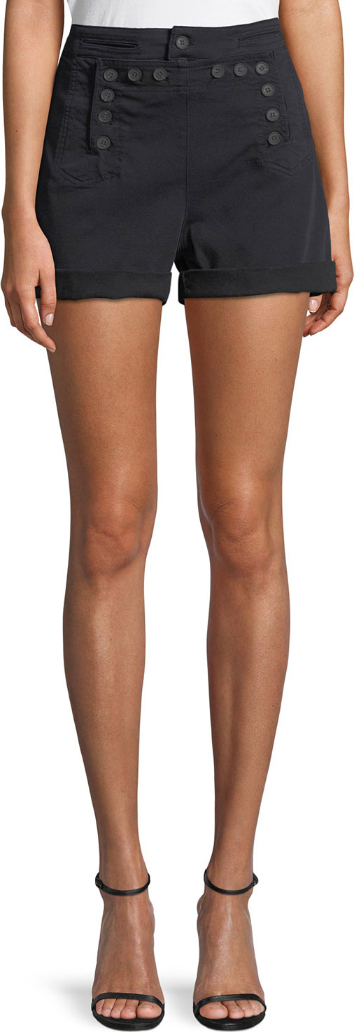 A.L.C. Pierce Sailor Button High-Waist Shorts