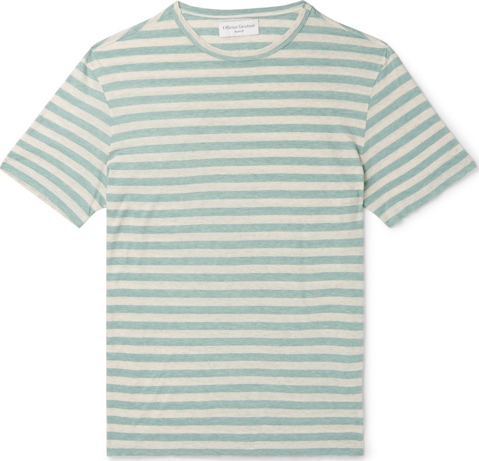Officine Générale Striped Cotton-Jersey T-Shirt