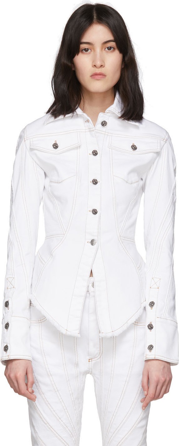 Mugler White Denim Jacket