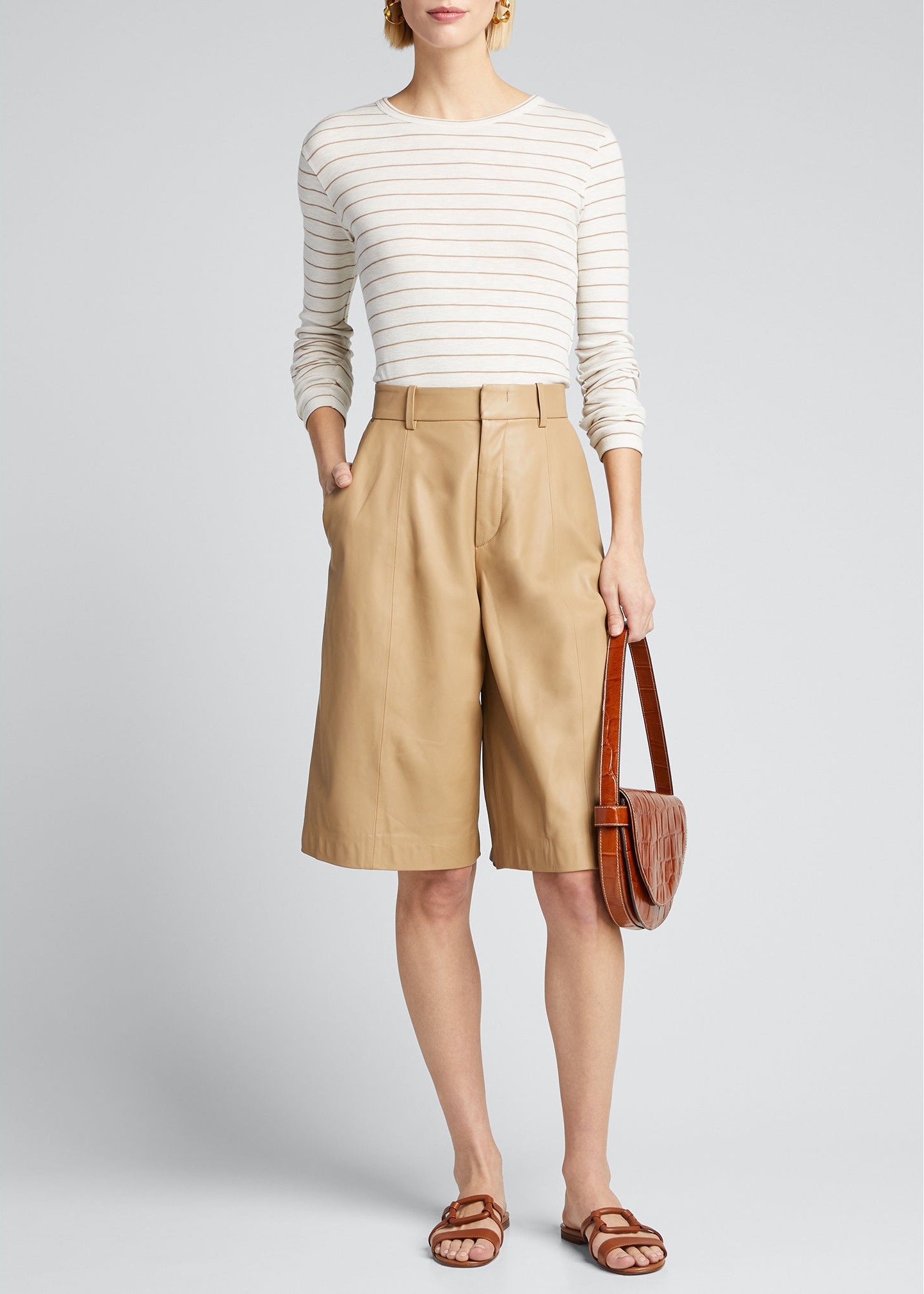 Vince Chalk Stripe Long-Sleeve Crewneck T-Shirt