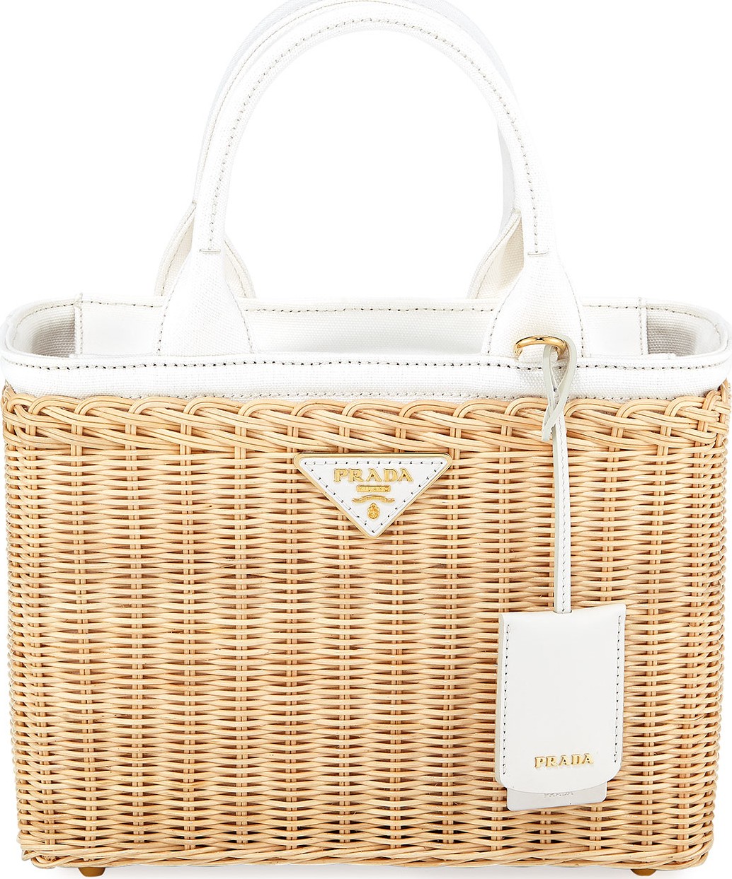 Prada Wicker Square Basket Tote Bag