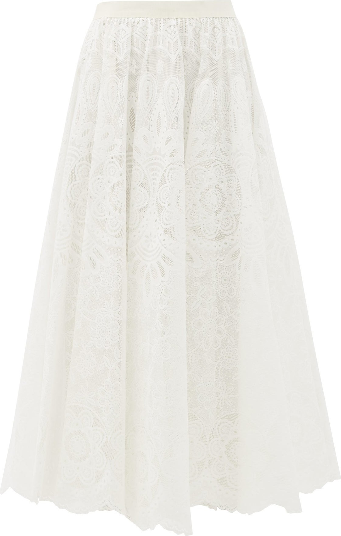 RED Valentino Grosgrain-waistband crochet midi skirt