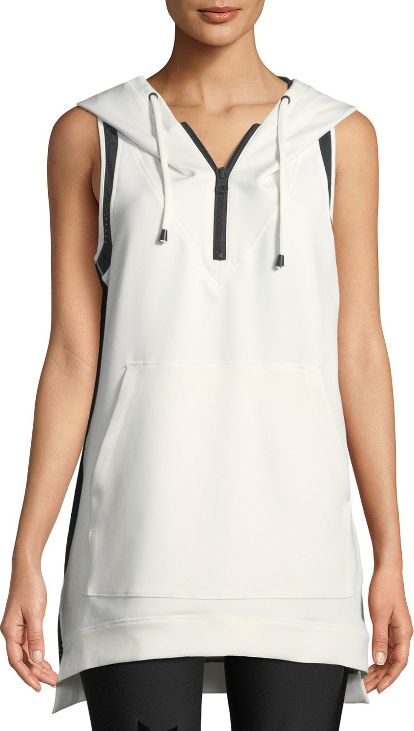 Blanc Noir Cocoon Hooded Mesh Pullover Vest