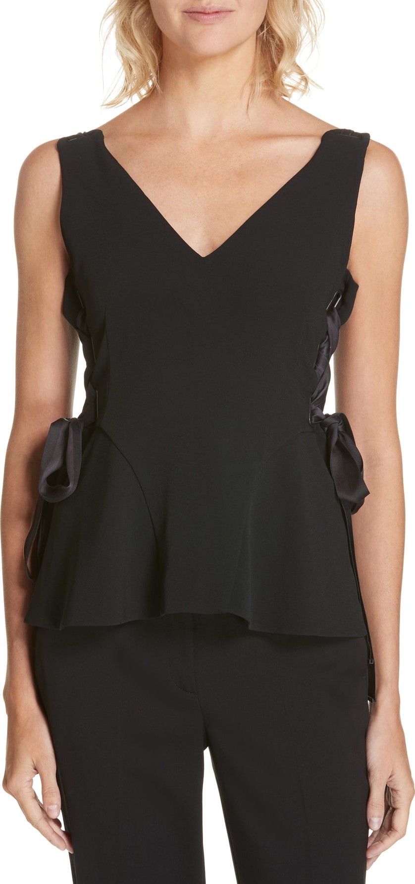 Jonathan Simkhai Lace-Up Side Crepe Top