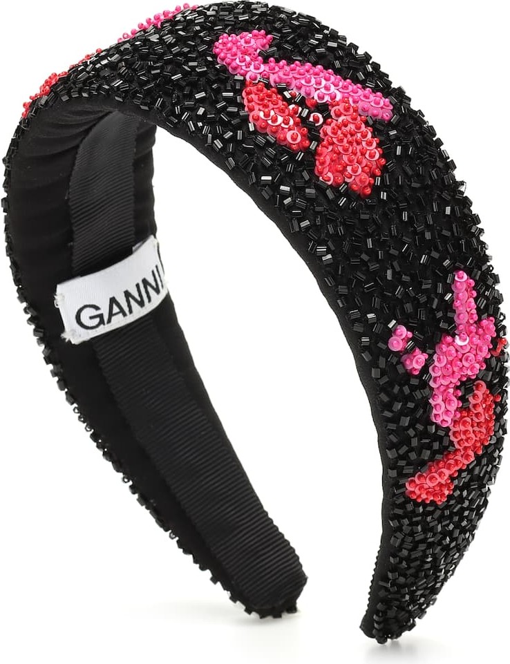 Ganni Embellished satin headband