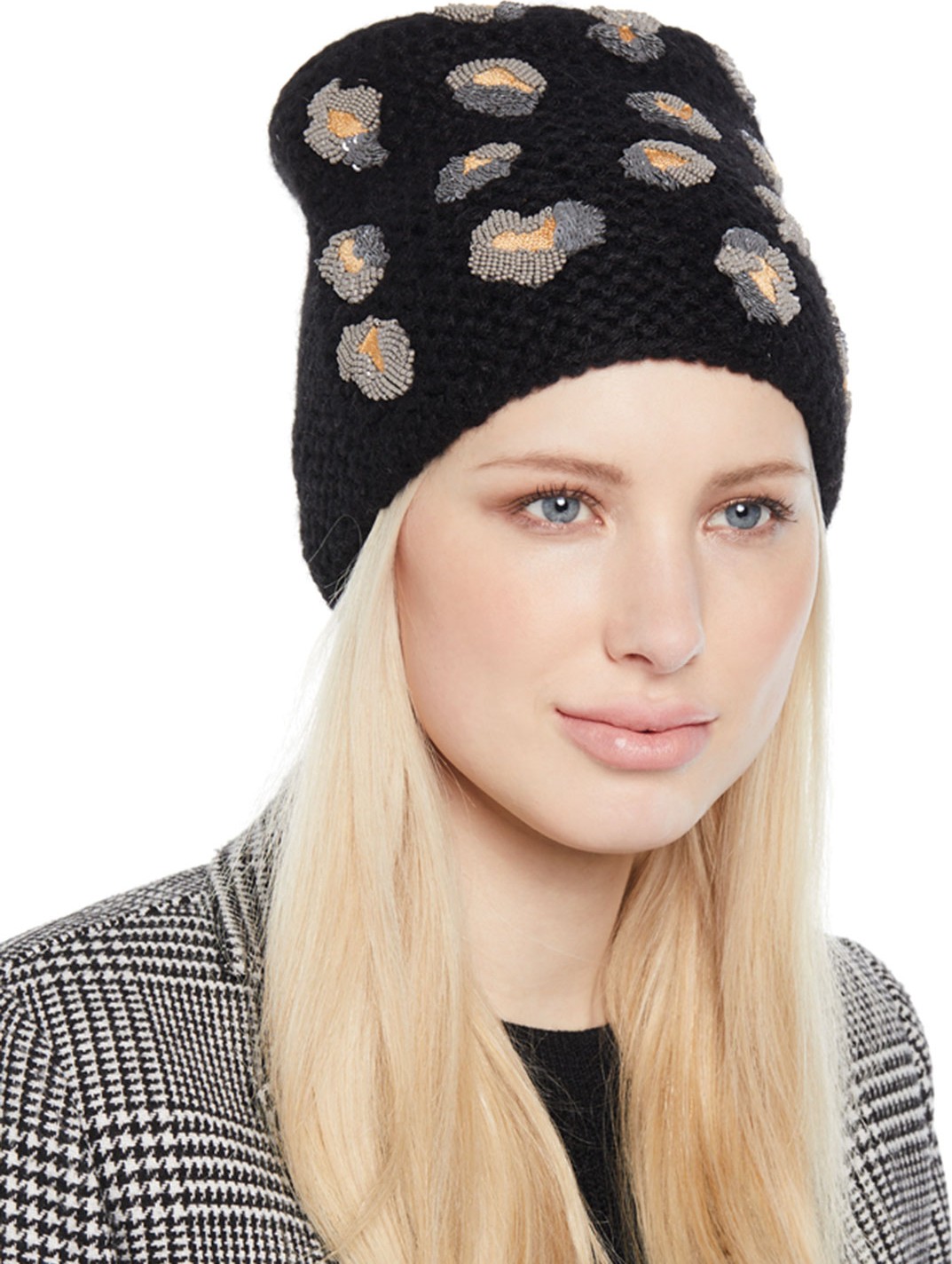 Jennifer Behr Bengal Knit Embellished Beanie Hat