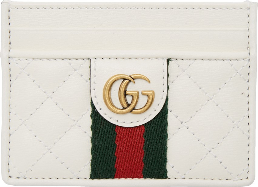 Gucci White GG Web Card Holder