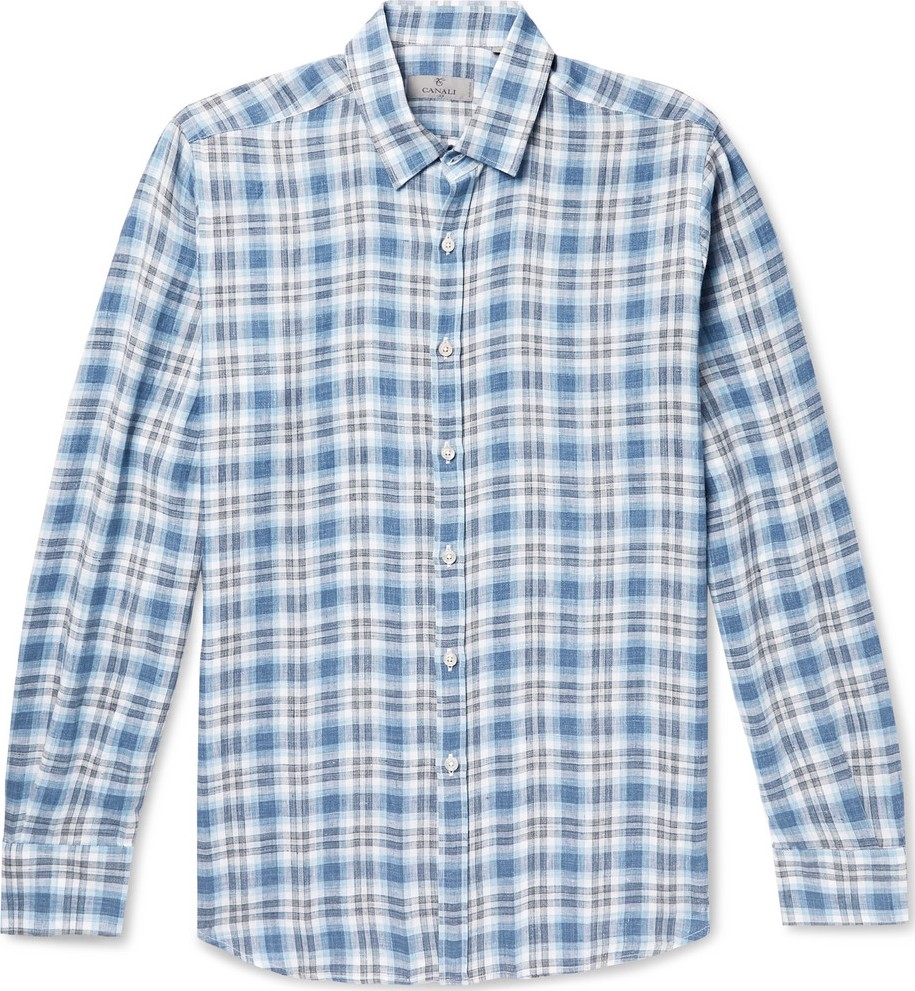 Canali Checked Linen Shirt