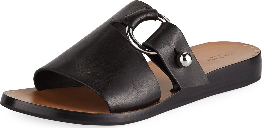 Rag & Bone Arc Flat Leather Slide Sandals