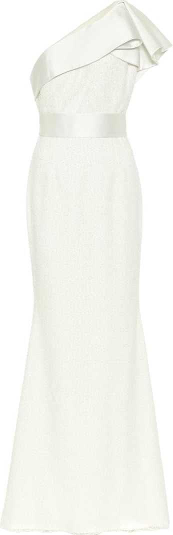 Safiyaa Mercedes sequined crêpe bridal gown