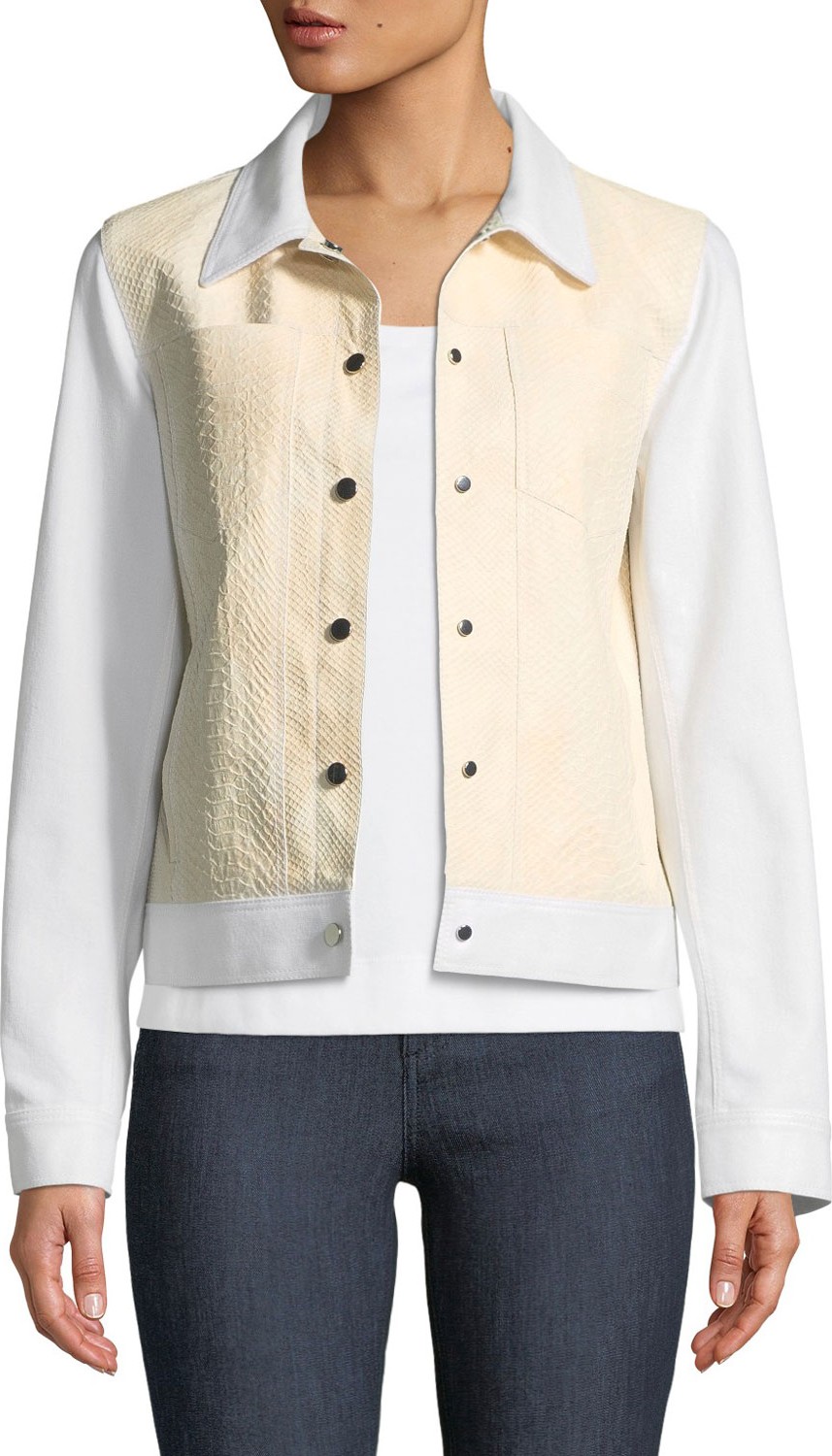 Lafayette 148 New York Braylon Denim & Leather Jacket