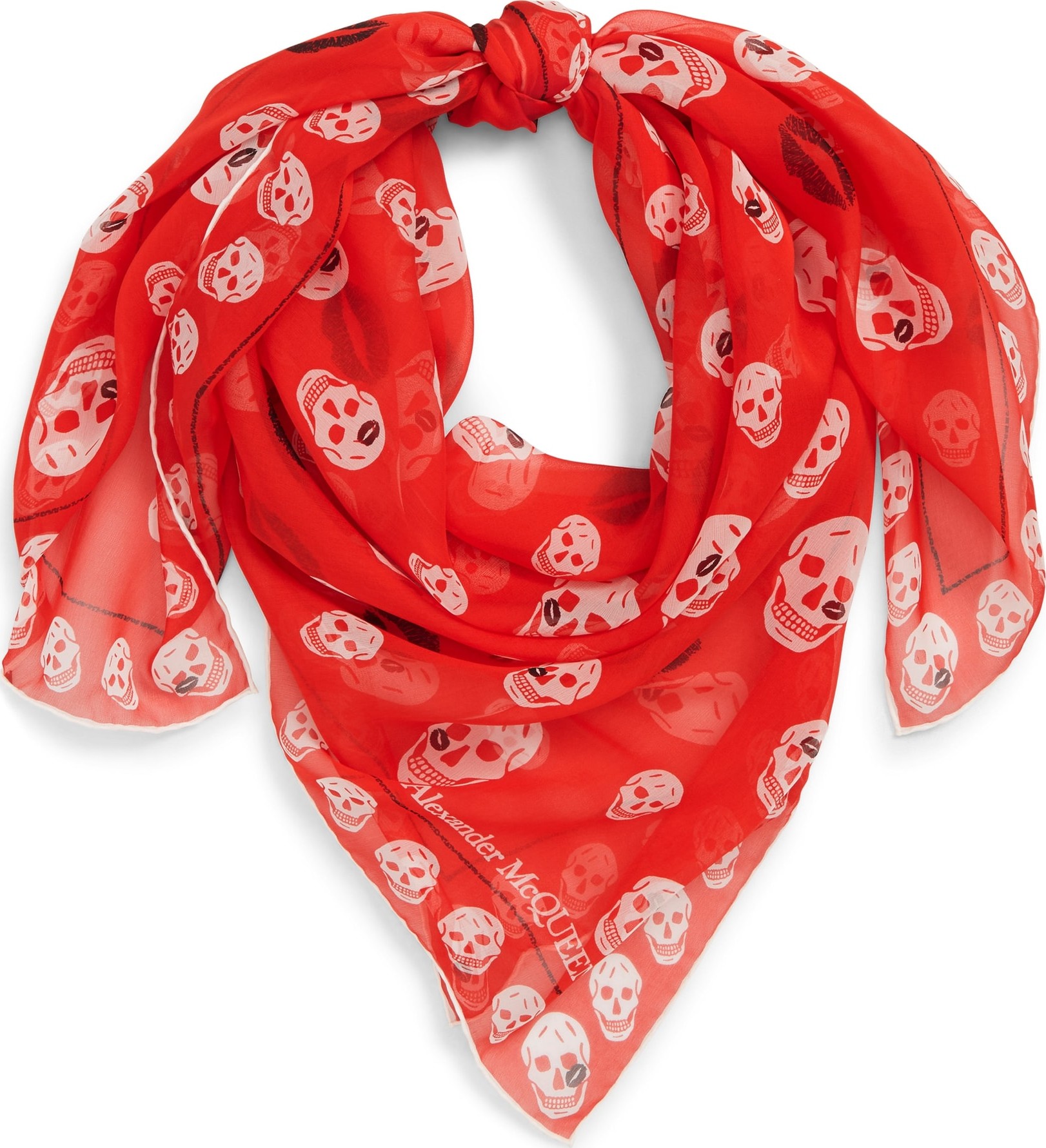 Alexander McQueen Fo Skull Kisses Chiffon Scarf