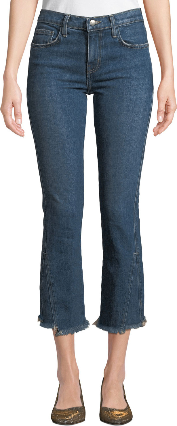 Current/Elliott The Fan Frayed Straight-Leg Cropped Jeans with Raw Hem