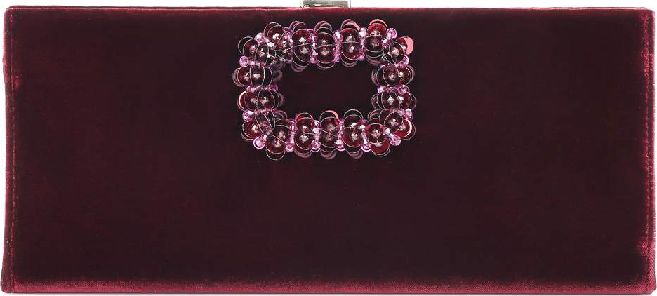 Roger Vivier Pilgrim Small embellished suede clutch